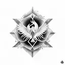 rebirth, healing, meditation, phoenix, sacred geometry, radical acceptance tattoo design idea
