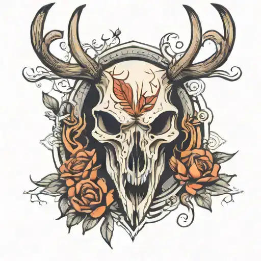 deer skull tattoo design idea