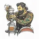 barista brewing coffee tattoo design idea