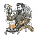barista brewing coffee tattoo design idea