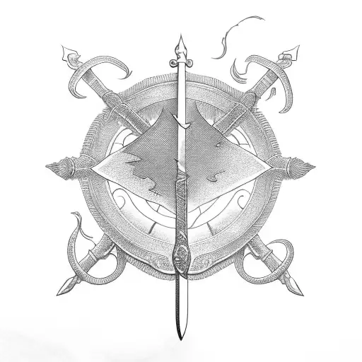 sword with fire tattoo design idea