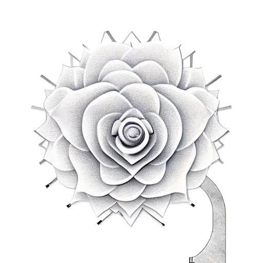 A mechanical flower bouquet with each flower representing a family member, incorporating elements of logic and math tattoo design idea