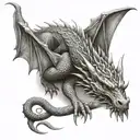 celtic dragon sleeping  tattoo design idea