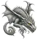 celtic dragon sleeping  tattoo design idea