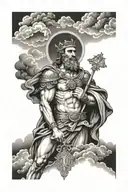 Saint Raphael with cloudy sky tattoo design idea