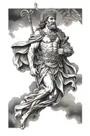 Saint Raphael with cloudy sky tattoo design idea