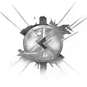 a solid black cross with forest tattoo design idea