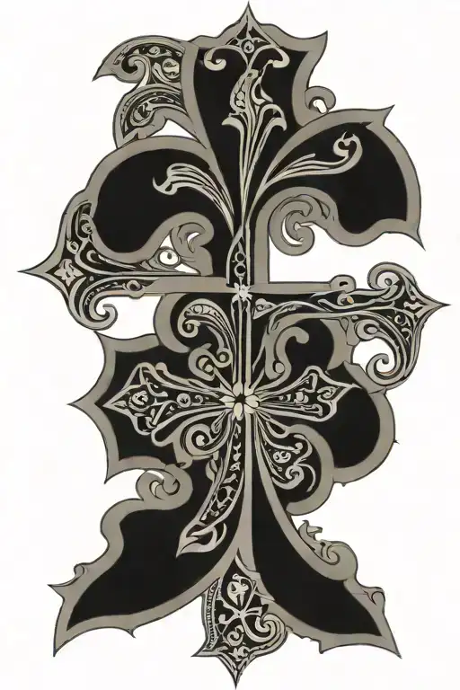 cross with paisley pattern tattoo design idea