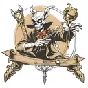 Design a tattoo with a puppet master controlling a demon with strings attached to it like Pinocchio in black and white  tattoo design idea