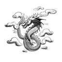 Dragon in clouds tattoo design idea