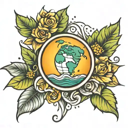 earth and sunshine  tattoo design idea