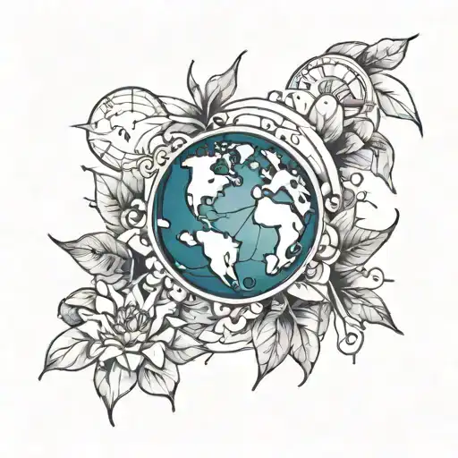 you are my sunshine with earth globe tattoo design idea