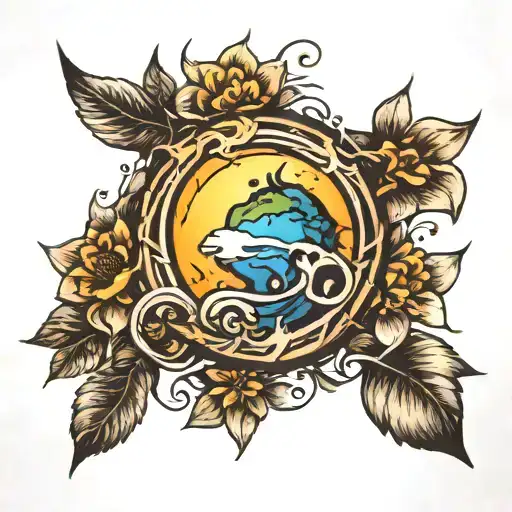 earth and sunshine  tattoo design idea