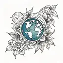 you are my sunshine with earth globe tattoo design idea