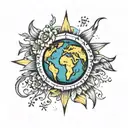 you are my sunshine with earth globe tattoo design idea