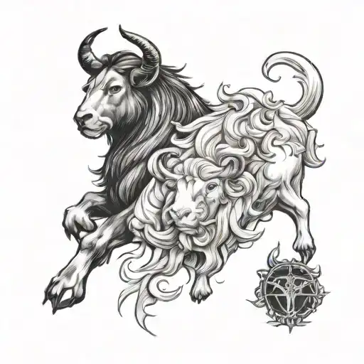 Leo and Taurus tattoo design idea