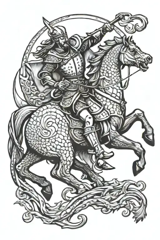 st george slaying the dragon  tattoo design idea