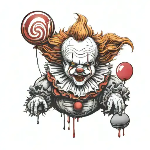 pennywise teddy bear red tattoo design idea
