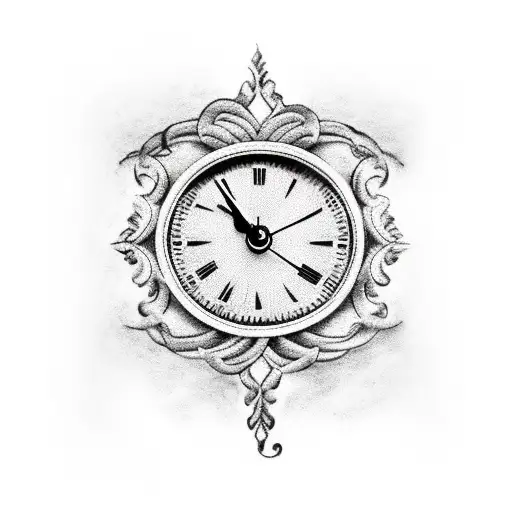antique clock vines tattoo design idea