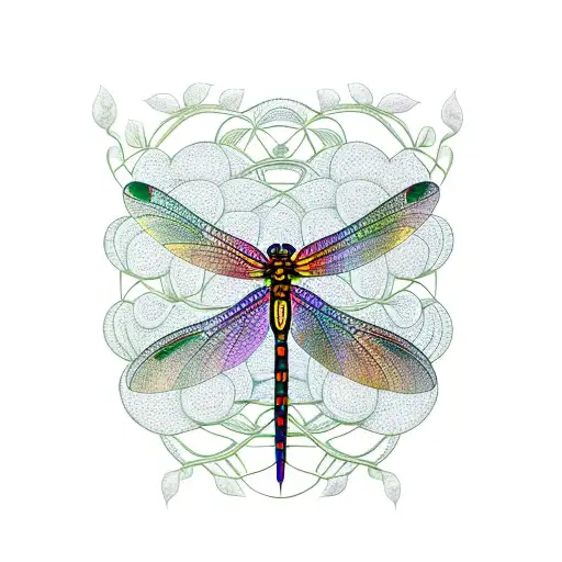 dragonfly with vines tattoo design idea