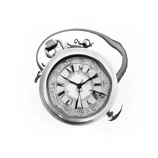 antique watch tattoo design idea