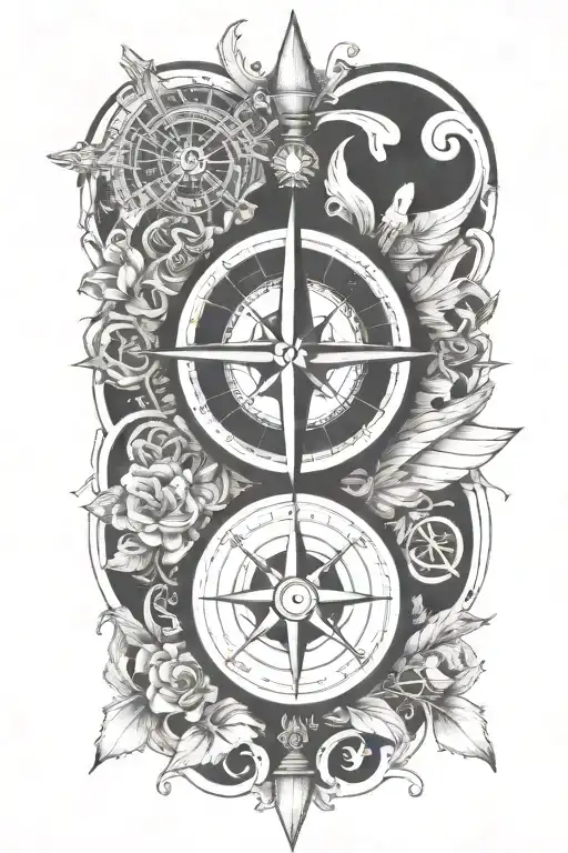 A tattoo design combining a compass and a heart to represent guidance and love for your family and hometown, with a touch of honesty and hard work tattoo design idea