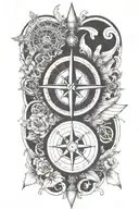 A tattoo design combining a compass and a heart to represent guidance and love for your family and hometown, with a touch of honesty and hard work tattoo design idea