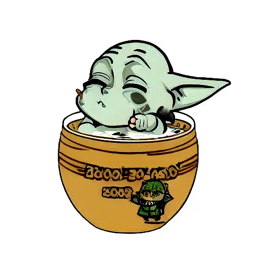 a cute baby yoda tattoo design idea