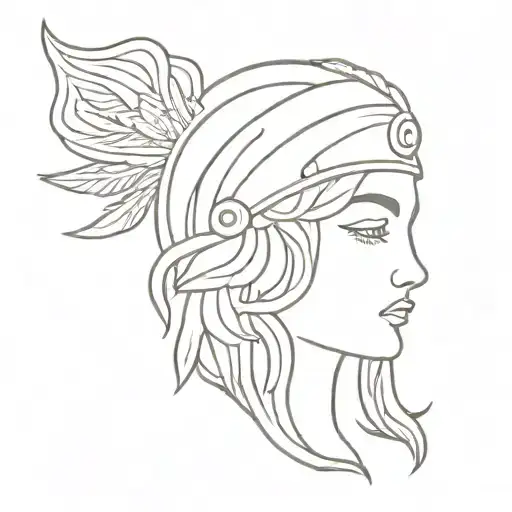 aphrodite inspired greek helm tattoo design idea