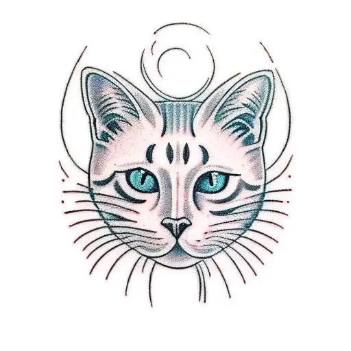 white cat tattoo design idea