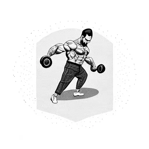 A silhouette of a mafia boss sitting in a gym, with weights and gym equipment subtly integrated into the design tattoo design idea