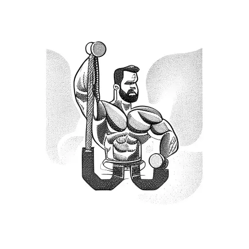 A muscular figure lifting weights with a mafia symbol incorporated in the design tattoo design idea