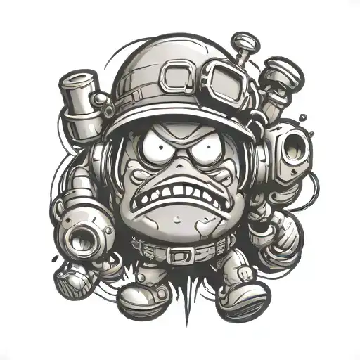 bomb squad cartoon character tattoo design idea