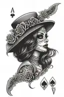catrina with poker cards tattoo design idea
