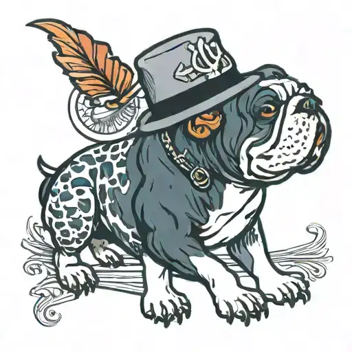bulldog with yankee hat  tattoo design idea