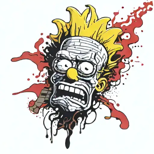 bart simpson smoke drugs with red eyes and programming tattoo design idea