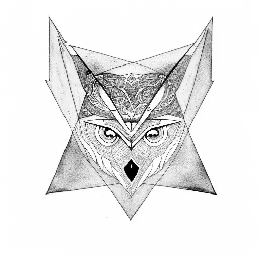design a tattoo in a triangle with each side representing owl, wolf and octopus tattoo design idea