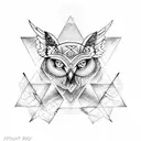 design a tattoo in a triangle with each side representing owl, wolf and octopus tattoo design idea