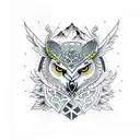 design a tattoo in a triangle with each side representing owl, wolf and octopus tattoo design idea