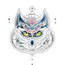 design a tattoo in a triangle with each side representing owl, wolf and octopus tattoo design idea