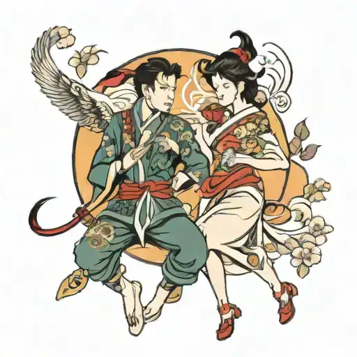 jin jang couple tattoo design idea