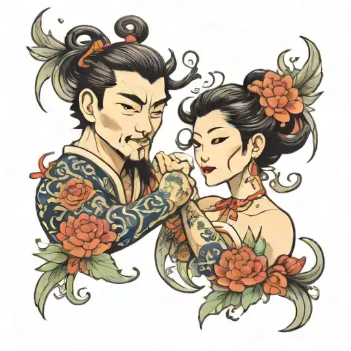 jing jang couple tattoo design idea