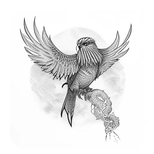 phoenix bird, wine red color  tattoo design idea