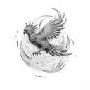 phoenix bird, wine red color  tattoo design idea