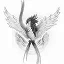 phoenix bird, wine red color  tattoo design idea