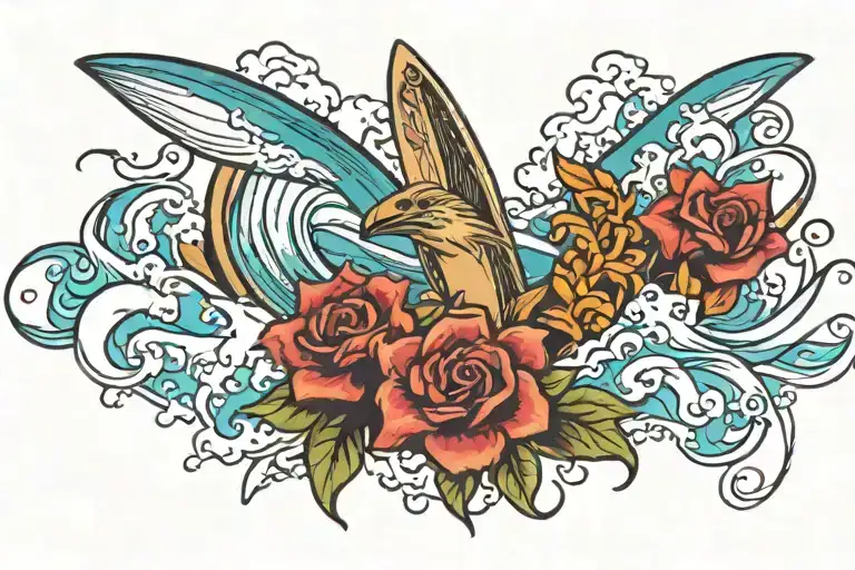 surf love freedom  tattoo design idea