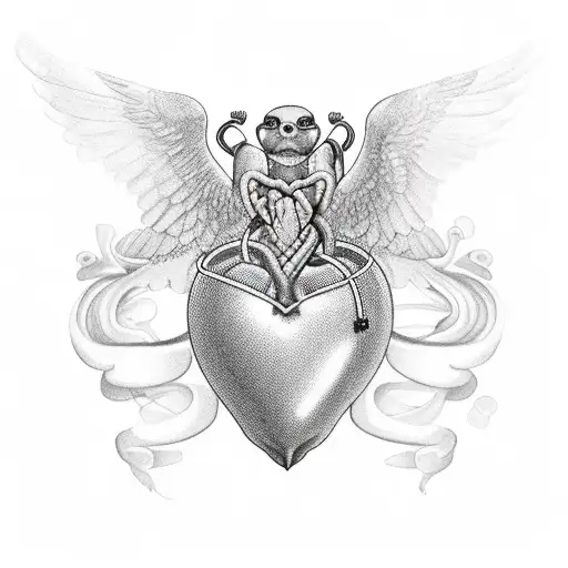 cardiac arrest tandem parachute  tattoo design idea