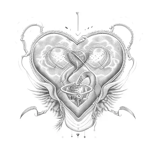 skydive cardiac heart parachute  tattoo design idea