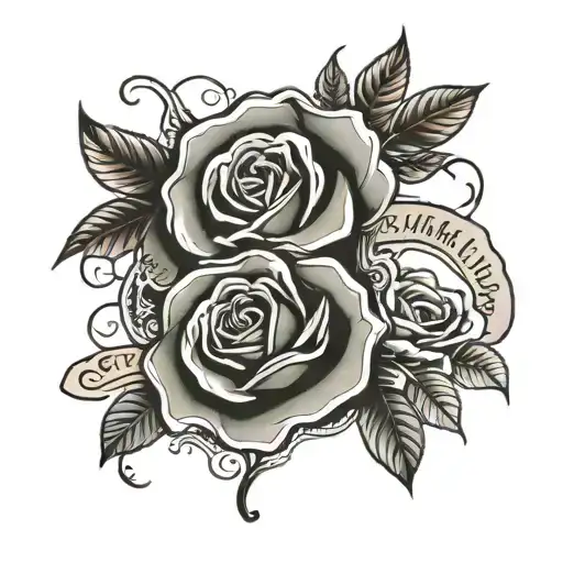 rose and cash and self made quote  tattoo design idea