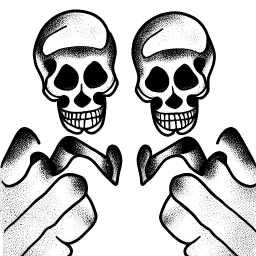 two skeletons holding hands tattoo design idea